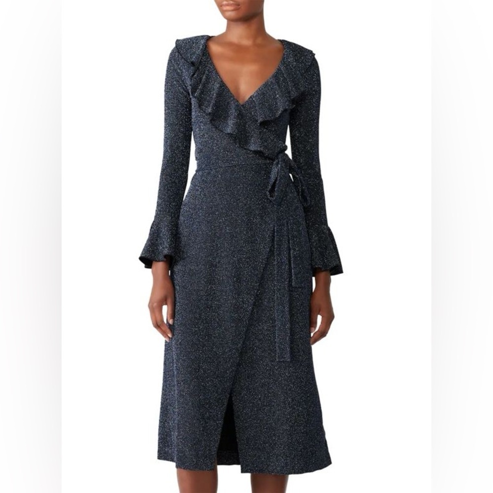Free‎ People Sparkling Navy One More Time Wrap Dress
